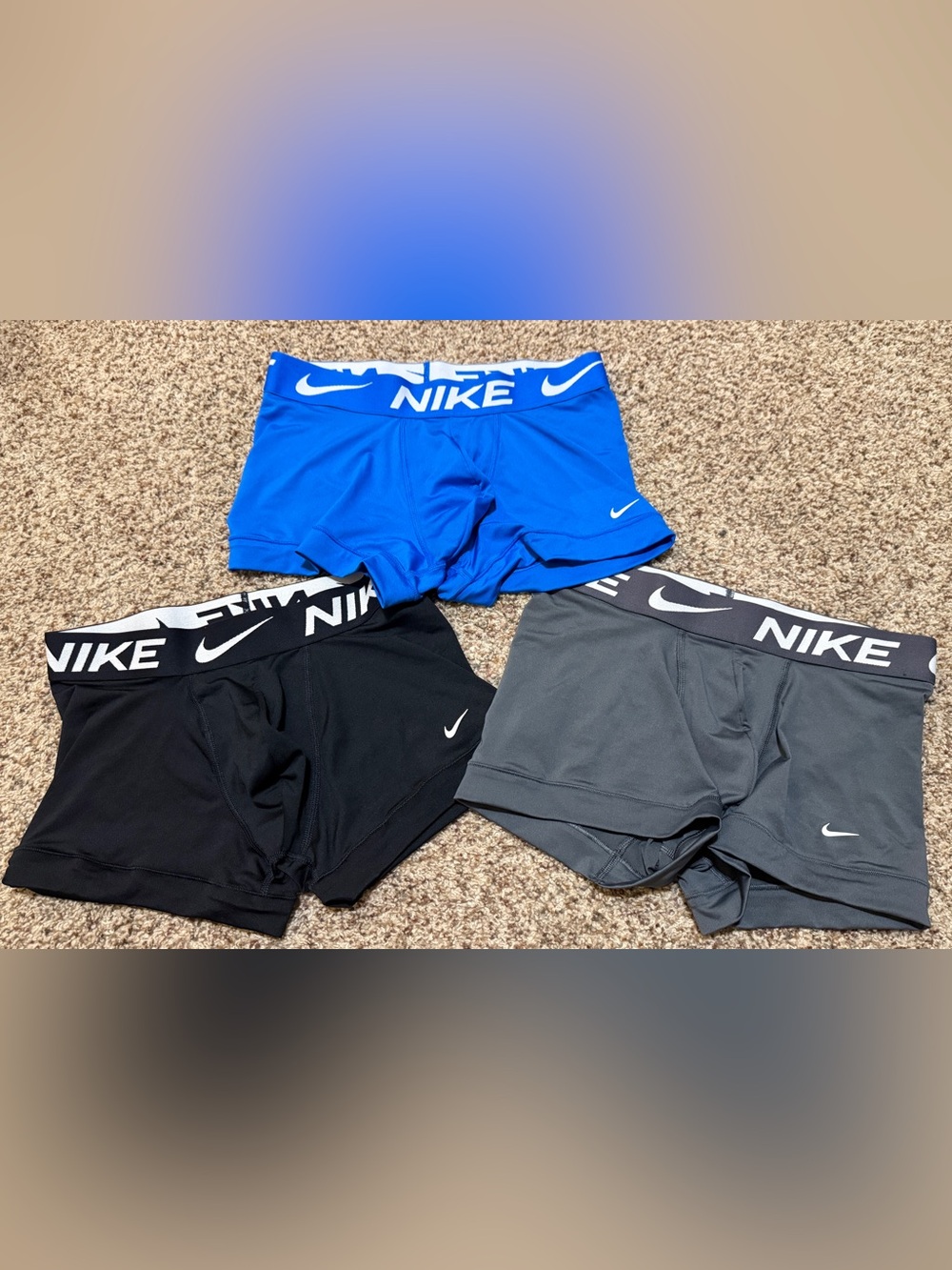 Nike Dri-Fit Micro Boxer Briefs 3-Pack - Blue, Black, Gray Mens Small